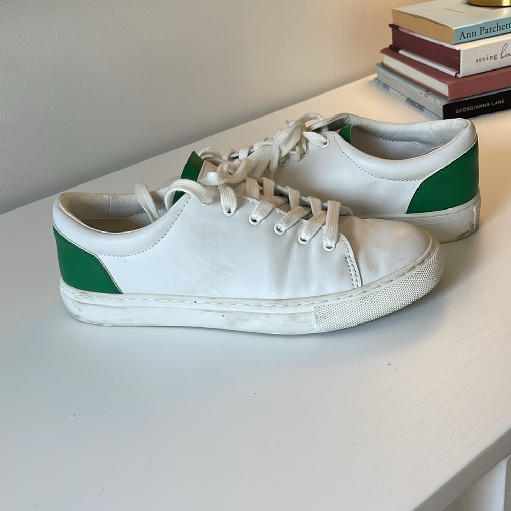 Jcrew white and green sneakers
